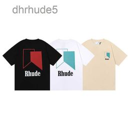 23SS INS Summer Rhude Men's T-Shirts Streetwear Geometry Printed Designer Casual Fashion Short Sleeve Men Women Round neck Tshirts European Size S-XL V9MN