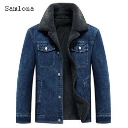 Men's Jackets Plus Size 5xl Mens Fashion Street Demin Jacket Men Stand Pocket Casual Retro Jean Outerwear 2023 Winter Cashmere Demin JacketsL231026