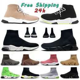 free shipping runner sock shoes designer mens womens Paris speed trainers 1.0 2.0 all black white vintage beige rise brown volt green platform sneakers