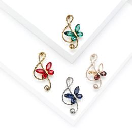 Creative Rhinestone Butterfly Musical Note Brooches for Women Men Party Office Brooch Pins Suit Metal Pins Clothing Accessories