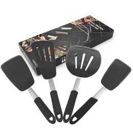 Cooking Utensils LMETJMA Silicone Turner Spatula Set Heat Resistant Extra Large Wide Flexible Spatulas Rubber Turners Cooking Utensils Set KC0144 231219