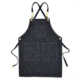 Table Skirt Thickened And Wear-resistant Denim Work Apron With Cross Style StrapS For Convenient Blue
