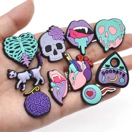 1pcs Halloween Croces Charms Purple Croces Accessories Magic Witch Body Organs Shoe Decorations Pins for Women Girls Gift