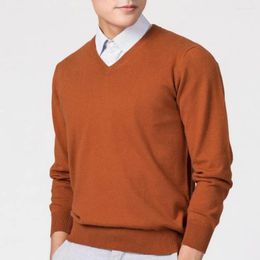 Men's Sweaters Lightweight Men Sweater V-neck Solid Colour Slim Fit Knitwear Thick Pullover Jumper For Autumn Winter Comfort