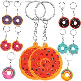 Keychains Lanyards Cute Mini PVC Doughnut Keychain kawaii Cake Pendant For Girl Bag Earphone Ornaments Sweet Car Key Holder Bestie Christmas Gifts Q231219