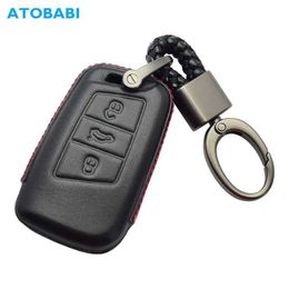 Car Key 4D Leather Car Key Case For VW VS Skoda Superb Magotan Passat B8 A7 Golf Smart Remote Fob Cover Keychain Bag Accessories