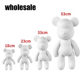 DIY White Vinyl Bear Wholesale Graffiti Doll Model Fluid Bear Action Figure Hand Painting Violence Bears Statue Parent-child Toy