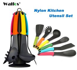 Cooking Utensils WALFOS 7 Pcs Utensil Set-Cooking Utensil Set NonStick Nylon Kitchen Utensil Set Cooking Spoon Kitchen Turner Spatula Soup Ladle 231219