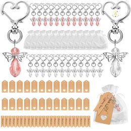 Bag Parts Accessories 24PCS Angel Keychains Guardian Pendants with Organza Bags and Thank You Tag for Wedding Party Return Gifts Favors 231219