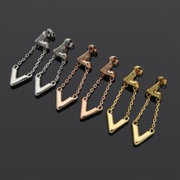 Stainless steel fashion size letter glossy earrings gold and silver female earrings for woman270E