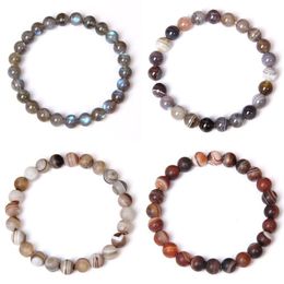 Natural Stone Bracelets Bracelet Women Men Stone Mala Beads Charms Meditation Ethnic Labradorite Agates Jewelry Gem Gift232x