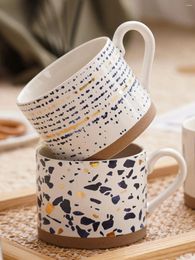 Coffee Pots Nordic Splash Ink Mug Simple Underglazed Colour Stripe Dot Debris Ceramic Cup Home Cafe Cups Office Drinking Container