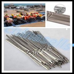 Portable Picnic BBQ Barbeque Needle 35cm Camping Stainless Steel Grilling Party Kabob Kebab Flat lamb Skewers forks228k