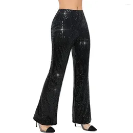 Women's Pants Wide-leg Fashionable Sequin Bling Party Slacks High Waist Wide Leg Trousers For Glitter Night Out Clubwear