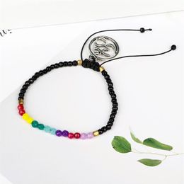 Fashion 12 Constellation Lucky Stone Balance Beads 7 Chakra Bracelet 3mm Beads Reiki Buddha Prayer Bracelets for Women289w