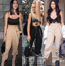 Female Women Daily Harem Pant Capris Loose Women's Casual Chffion Pants Elastic High Waist Cropped Length OL Trousers