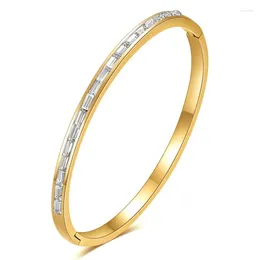 Bangle 316L Stainless Steel Simple 4mm Long Strip With Round Opening Women's Bracelet Gril Accessories