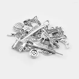 Charms 16Pcs Mixed Antique Silver Color Sewing Rulle Spacer Needlework Charm Pendants For Bracelet Jewelry Making DIY Handmade