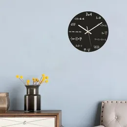 Wall Clocks Black Wooden Clock Silent Non-ticking Math Classroom Home Decor With Expressions Quartz Movement Teacher