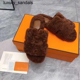 Orans Teddy Sandals Hshaped Wool Slippers Women Pairs Flat Luxury gift Women warm slipper sandal Couple Mens orans cognac faux sandal SLIPPER winter indoor top wq