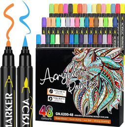 ARTEXUS 48Color Paint Pens Dualtip Acrylic Markers Brush Fine Tips Perfect for Rock Painting Ceramic Art Supplies 231220