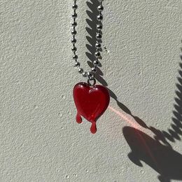 Pendant Necklaces Gothic Punk Big Red Bleeding Heart Necklace Vintage 80s Aesthetic Love Inspired Choker For Girlfriend Birthday Gift