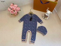 Brand kids jumpsuits Open file design infant bodysuit Size 53-90 comfort born baby Knitted suit onesie and hat Dec10