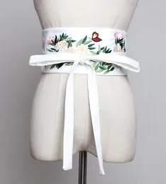 Belts Hanfu Cloth Belt Women's Silk Lace White Simple Wild Decoration Elegant Tassel Embroidery Bouquet Waist Wide Girdle