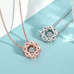 Pendant Necklaces 2023 Selling Thread Flower Spinning Heart Advanced Irregular Design Jumping Octagon Necklace