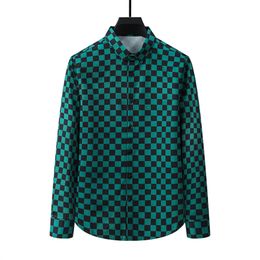 Mens Shirts Top small horse quality Square printing blouse Long Luxury Solid Color Slim Fit Casual Business clothing Long-sleeved plaid shirt Normal M-3XL