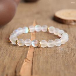 Strand OAIITE 8mm Natural Moonstone Bracelet For Women Shimmering Stone Yoga Reiki Energy Healthy Lucky Bead Elastic Men