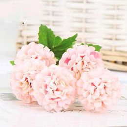 Decorative Flowers 5Heads Artificial Silk Hydrangea Bouquet Wedding Pography Props Home Living Room Garden El Simulation Carnation