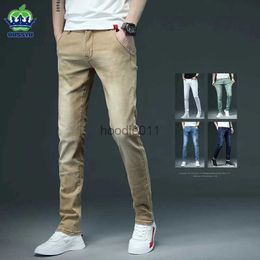 Men's Jeans 2023 New Skinny Vintage Khaki Jeans Men Fashion Casual Cotton Slim Denim Pants Brand Clothing Blue White Trousers L231220