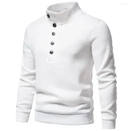 Men's Sweaters Comfortable Men Pullover Turtleneck Button Down Sweater Autumn Winter Solid Color Long Sleeve Knit Lightweight For Casual