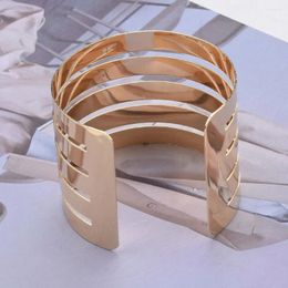 Bangle 2023 High Quality Metal Alloy Open Wide Bangles Women Vintage Statement Gold Silver Color Punk Bracelets Jewelry