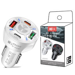 Fast Quick Charging 53W Dual PD USB C 4 Ports Car Charger Power Adapters For ipad 2 3 4 Iphone 12 13 14 15 Samsung S22 S23 Xiaomi huawei B1 With Retail Package