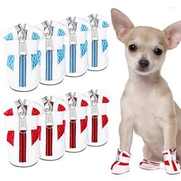 Dog Apparel Summer Small Shoes Slip Resistant Mesh Puppy Boots Waterproof PU Leather Booties For Medium Dogs Pet Sneakers Protector