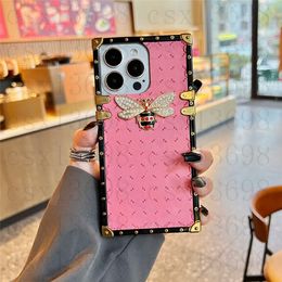 Fashion Designer Phone Cases for iphone 15 15Pro 14 14plus 12 13 pro max XR G Leather Bee Luxury Cellphone Case Cover with Samsung S22 S23 S24 ultra