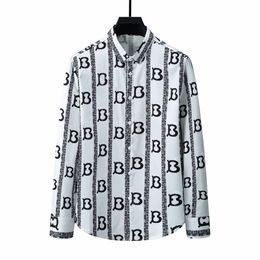 Men's Designer Luxury Dress Shirts Silk Shirt Luxury Clothes long Sleeve shows letter flowers paris print Casual Summer collar mix Colours M-3XL