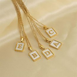 Stainless Steel 18K Yellow Gold Plated Shell A-Z Letter Necklace Earrings for Girls Women for Wedding Party Nice Gift2825