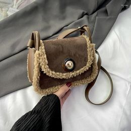 Evening Bags Handbag Women's Fall Winter Lamb Wool Small Square Bag Versatile Commuting Plush Premium Carry Satchel Crossbody