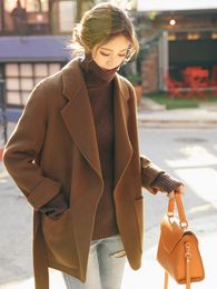 Women's Suits UNXX 2023 Autumn And Winter Women Woolen Cashmere Coat Petite Short Style High Loose Suit Jacket Office Lady