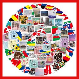 50pcs World map camera travel graffiti Waterproof PVC Stickers Pack For Fridge Car Suitcase Laptop Notebook Cup Phone Desk Bicycle Skateboard Case.