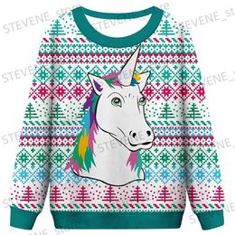 Women's Hoodies Sweatshirts Christmas Pullovers Sweaters for Men Christmas Reindeer 3D Printed O-Neck Sweater Top Couple Clothing Holiday Women T231220