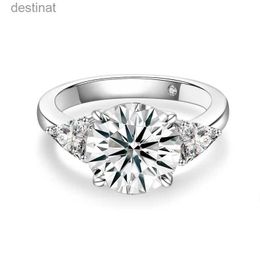 Solitaire Ring S925 Silver 4.6 Ct Moissanite Ring Three Stone Engagement Wedding Fine JewelryL231220