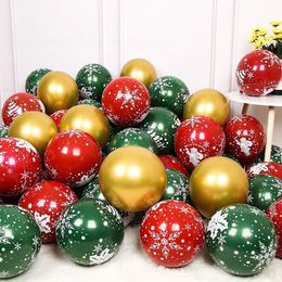 30pcs Christmas Latex Balloon 10inch Golden Green Red Confetti Balloons For Year Party Decoration 231220