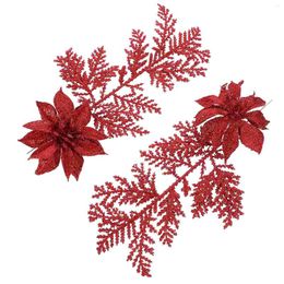Decorative Flowers 6 Pcs Christmas Flower Table Setting Supply Wreath Decor Branch Artificial Xmas Tree Pine Branches
