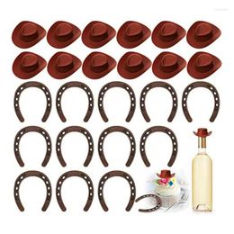 Decorative Figurines 24 Pieces Western Theme Lucky Horseshoe Ornament And Mini Cowboy Hat Crafts Miniature Horse Shoes Wedding Gift Set High