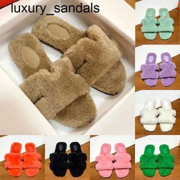 Orans Teddy Sandals Hshaped Wool Slippers Women Pairs Flat Women Designer Sandals Wool Sheepskin Slides Comfortable Autumn Warm Fluffy Furry Sandal Winter Ho wq