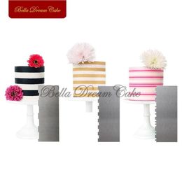 3pcs set Stripe Stainless Steel Scraper Spatulas Butter Cream Smoother Comb Decorating Tools Baking Cake Mould 201102310S